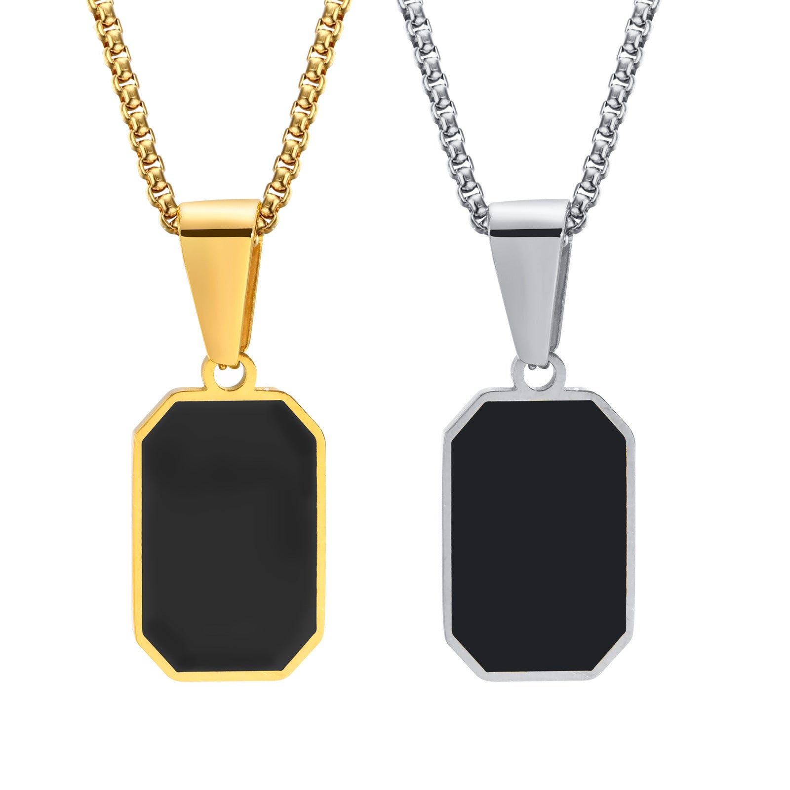 Regal Symmetry: The Polished Vanguard Stainless steel Necklace